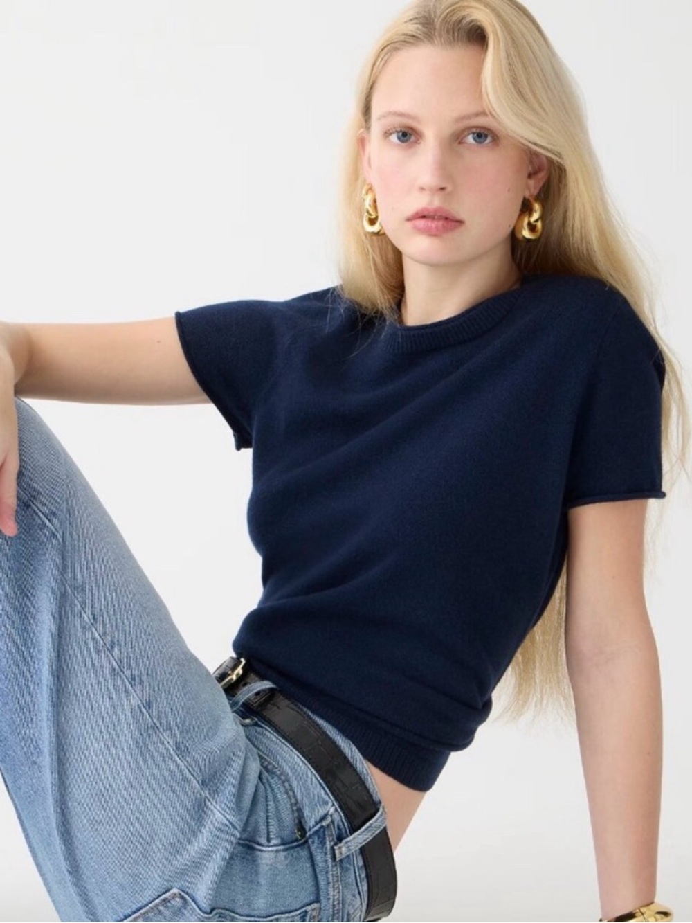 J.Crew 100% Cashmere Sweater Top in Navy size L